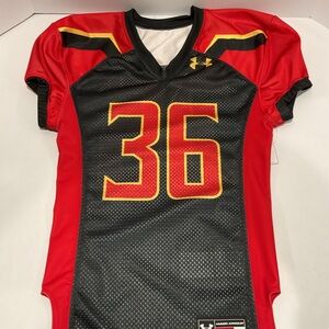 Under Armour Football Jersey Youth M NWT Black Red #36 Mesh Practice Game Jersey